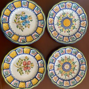 Hand Painted Decorative Blue and Yellow Plates